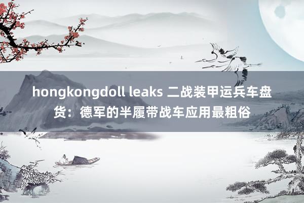 hongkongdoll leaks 二战装甲运兵车盘货：德军的半履带战车应用最粗俗