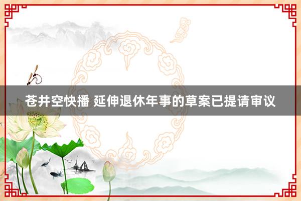 苍井空快播 延伸退休年事的草案已提请审议