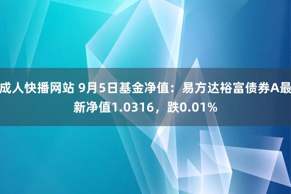 成人快播网站 9月5日基金净值：易方达裕富债券A最新净值1.0316，跌0.01%