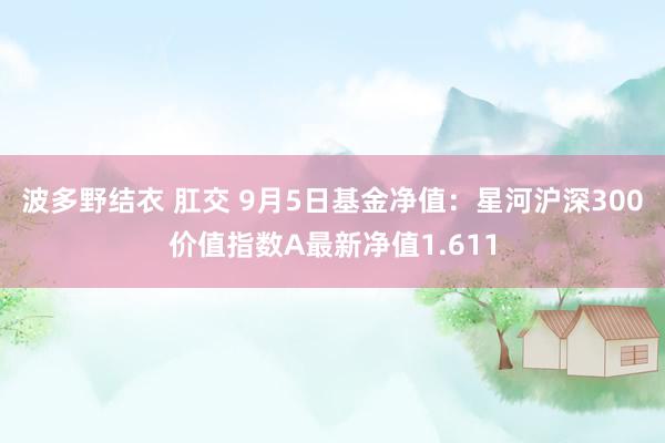 波多野结衣 肛交 9月5日基金净值：星河沪深300价值指数A最新净值1.611