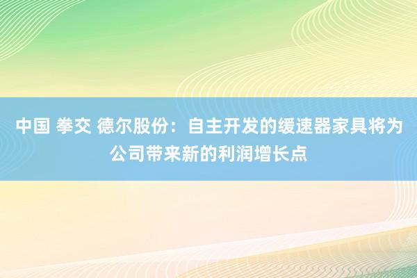 中国 拳交 德尔股份：自主开发的缓速器家具将为公司带来新的利润增长点