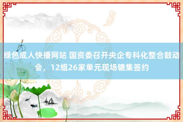 绿色成人快播网站 国资委召开央企专科化整合鼓动会，12组26家单元现场辘集签约