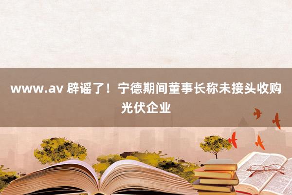 www.av 辟谣了！宁德期间董事长称未接头收购光伏企业