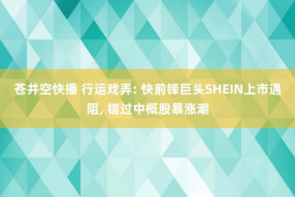 苍井空快播 行运戏弄: 快前锋巨头SHEIN上市遇阻， 错过中概股暴涨潮