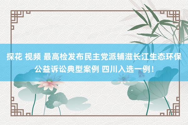 探花 视频 最高检发布民主党派辅滋长江生态环保公益诉讼典型案例 四川入选一例！