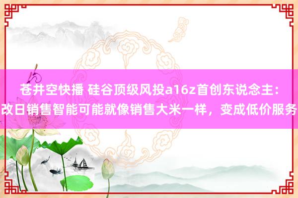 苍井空快播 硅谷顶级风投a16z首创东说念主：改日销售智能可能就像销售大米一样，变成低价服务