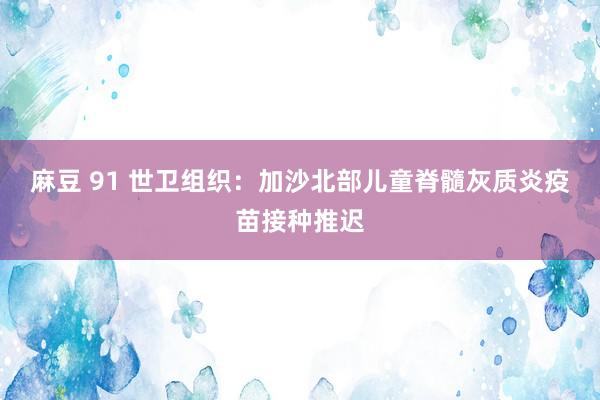 麻豆 91 世卫组织：加沙北部儿童脊髓灰质炎疫苗接种推迟