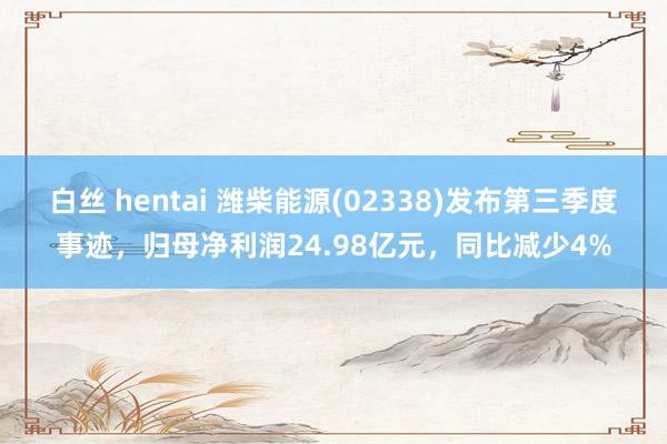 白丝 hentai 潍柴能源(02338)发布第三季度事迹，归母净利润24.98亿元，同比减少4%