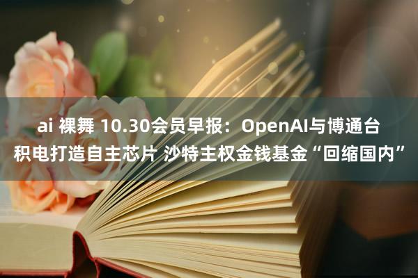 ai 裸舞 10.30会员早报：OpenAI与博通台积电打造自主芯片 沙特主权金钱基金“回缩国内”