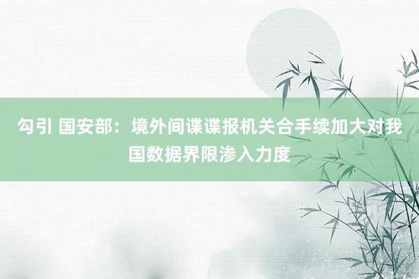 勾引 国安部：境外间谍谍报机关合手续加大对我国数据界限渗入力度