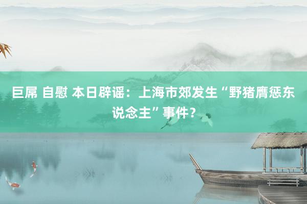 巨屌 自慰 本日辟谣：上海市郊发生“野猪膺惩东说念主”事件？