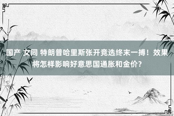 国产 女同 特朗普哈里斯张开竞选终末一搏！效果将怎样影响好意思国通胀和金价？