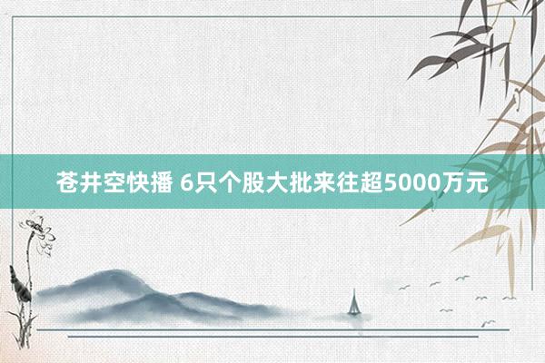 苍井空快播 6只个股大批来往超5000万元