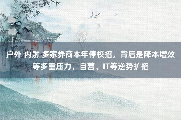 户外 内射 多家券商本年停校招，背后是降本增效等多重压力，自营、IT等逆势扩招