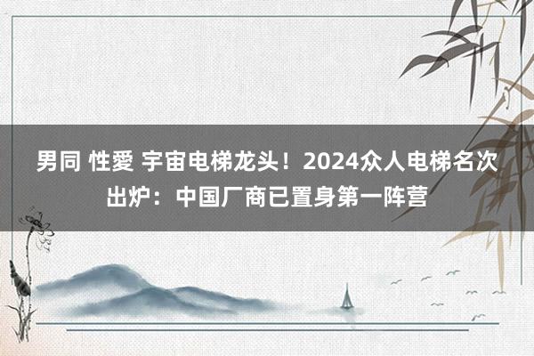 男同 性愛 宇宙电梯龙头！2024众人电梯名次出炉：中国厂商已置身第一阵营