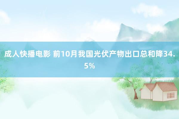 成人快播电影 前10月我国光伏产物出口总和降34.5%