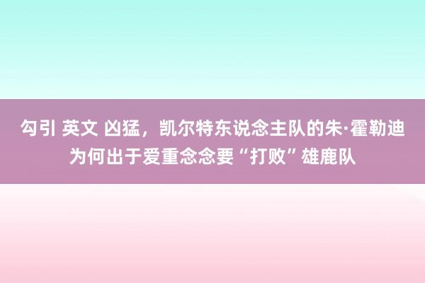 勾引 英文 凶猛，凯尔特东说念主队的朱·霍勒迪为何出于爱重念念要“打败”雄鹿队