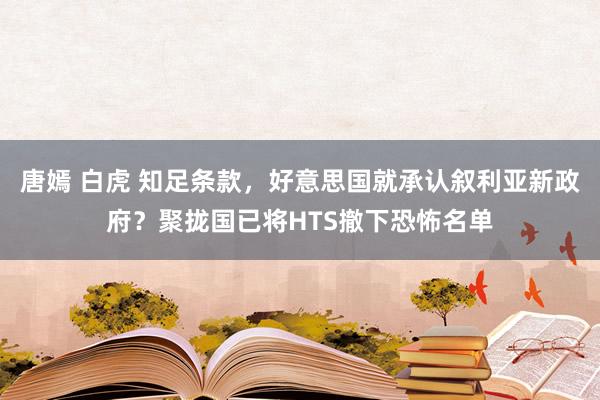 唐嫣 白虎 知足条款，好意思国就承认叙利亚新政府？聚拢国已将HTS撤下恐怖名单