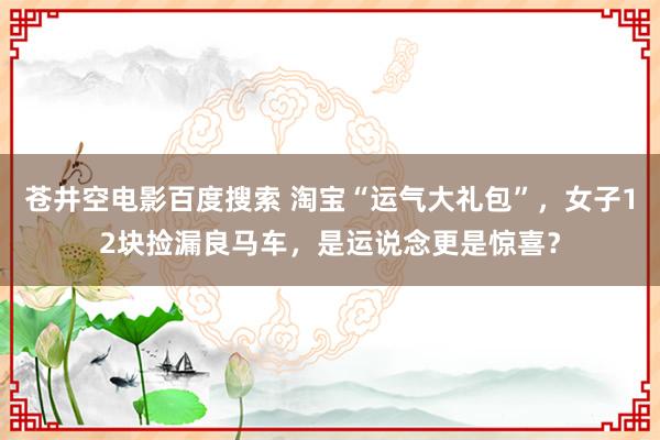 苍井空电影百度搜索 淘宝“运气大礼包”，女子12块捡漏良马车，是运说念更是惊喜？