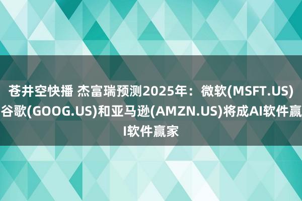 苍井空快播 杰富瑞预测2025年：微软(MSFT.US)、谷歌(GOOG.US)和亚马逊(AMZN.US)将成AI软件赢家