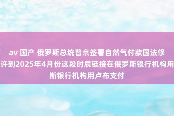 av 国产 俄罗斯总统普京签署自然气付款国法修正案，允许到2025年4月份这段时辰链接在俄罗斯银行机构用卢布支付