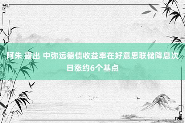 阿朱 露出 中弥远德债收益率在好意思联储降息次日涨约6个基点