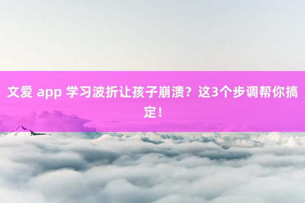 文爱 app 学习波折让孩子崩溃？这3个步调帮你搞定！