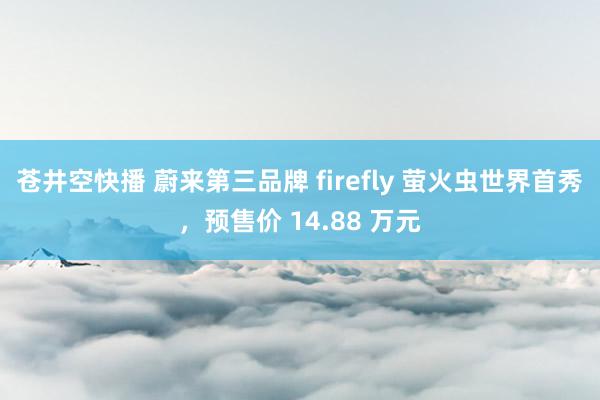 苍井空快播 蔚来第三品牌 firefly 萤火虫世界首秀，预售价 14.88 万元