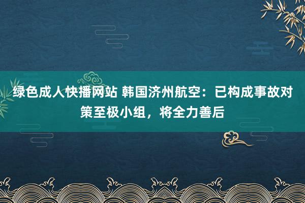 绿色成人快播网站 韩国济州航空：已构成事故对策至极小组，将全力善后