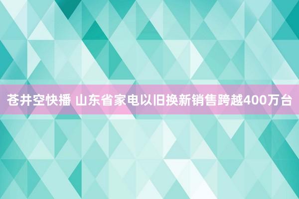 苍井空快播 山东省家电以旧换新销售跨越400万台