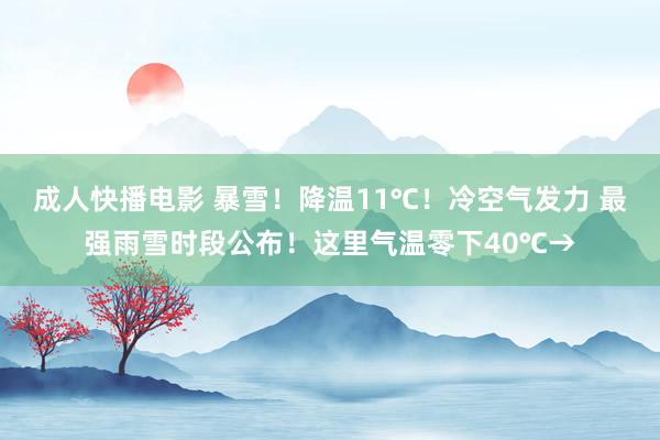 成人快播电影 暴雪！降温11℃！冷空气发力 最强雨雪时段公布！这里气温零下40℃→