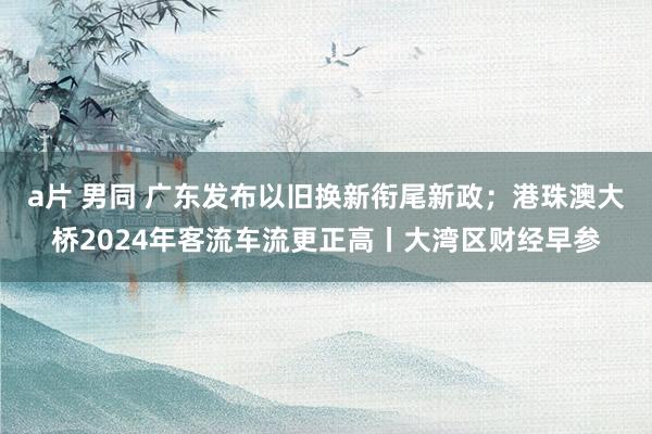 a片 男同 广东发布以旧换新衔尾新政；港珠澳大桥2024年客流车流更正高丨大湾区财经早参