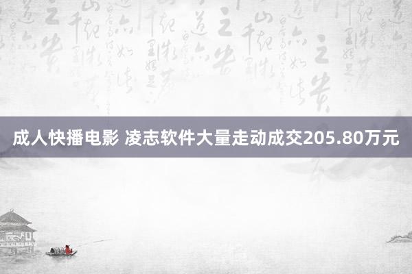 成人快播电影 凌志软件大量走动成交205.80万元