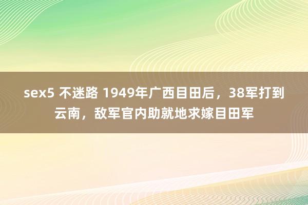 sex5 不迷路 1949年广西目田后，38军打到云南，敌军官内助就地求嫁目田军