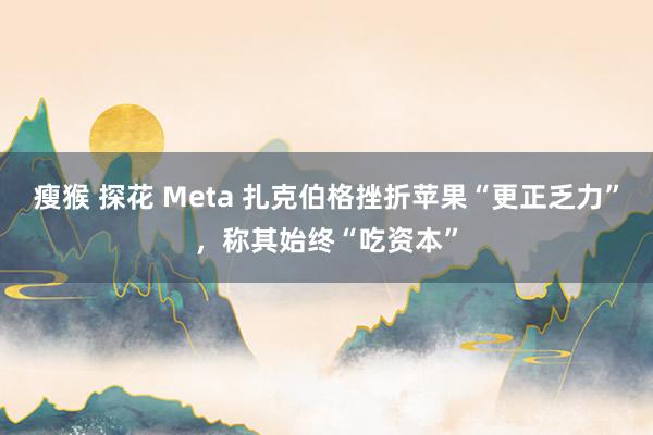 瘦猴 探花 Meta 扎克伯格挫折苹果“更正乏力”，称其始终“吃资本”