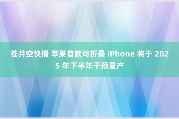 苍井空快播 苹果首款可折叠 iPhone 将于 2025 年下半年干预量产