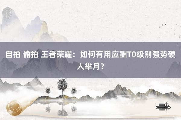 自拍 偷拍 王者荣耀：如何有用应酬T0级别强势硬人芈月？