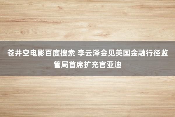 苍井空电影百度搜索 李云泽会见英国金融行径监管局首席扩充官亚迪